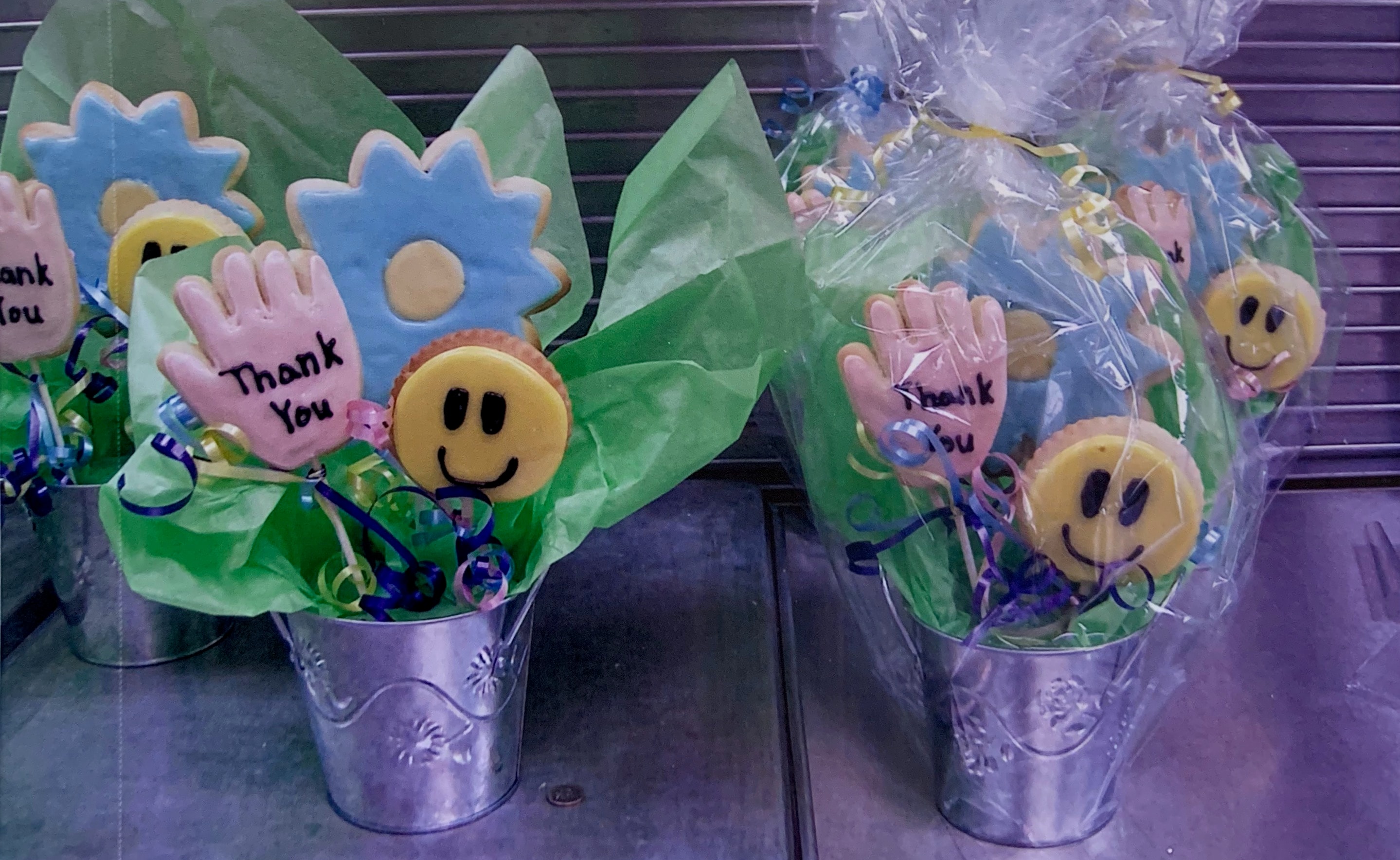 Smiley face and Thank You cookie bouquet made with Creative Candy Dough